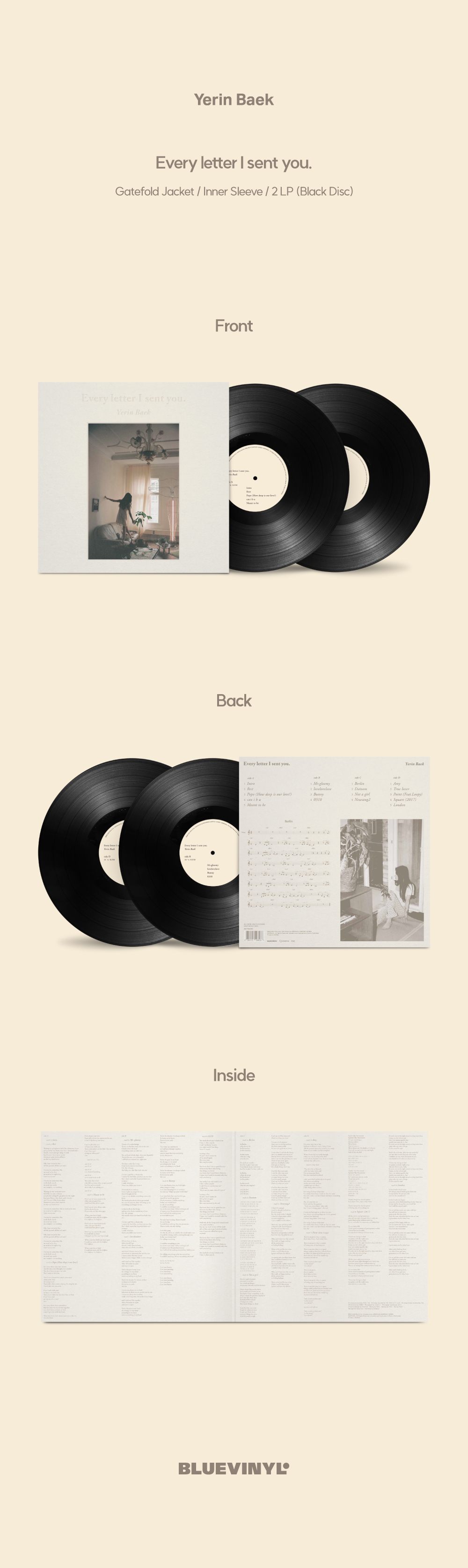 Yerin Baek 1st Album [Every letter I sent you.] Standard Edition 